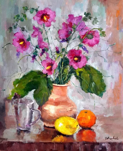 Mallow Flowers Painting