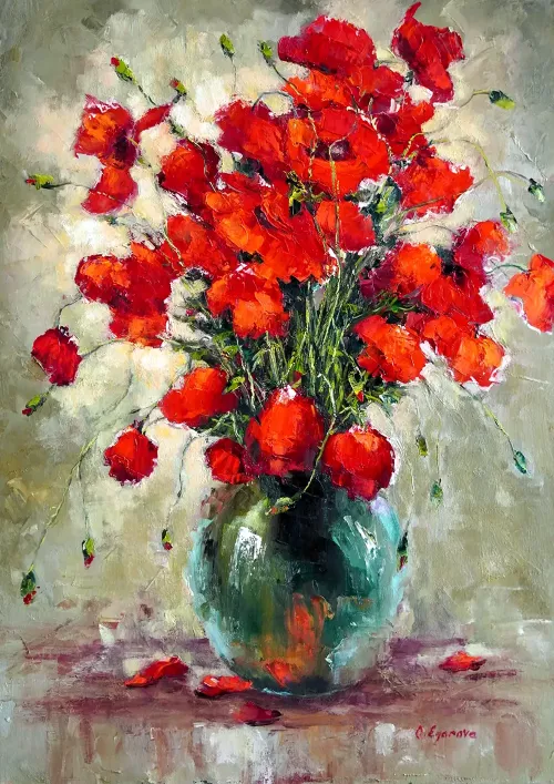 Poppies-in-the-Turquoise-Vase-Painting