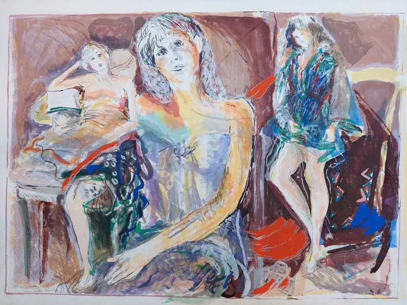 Three women with a fever background