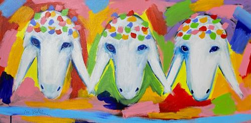  Colorful 3 Sheeps Painting