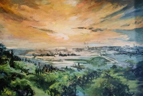Sunrise Over Jerusalem Mountains Painting