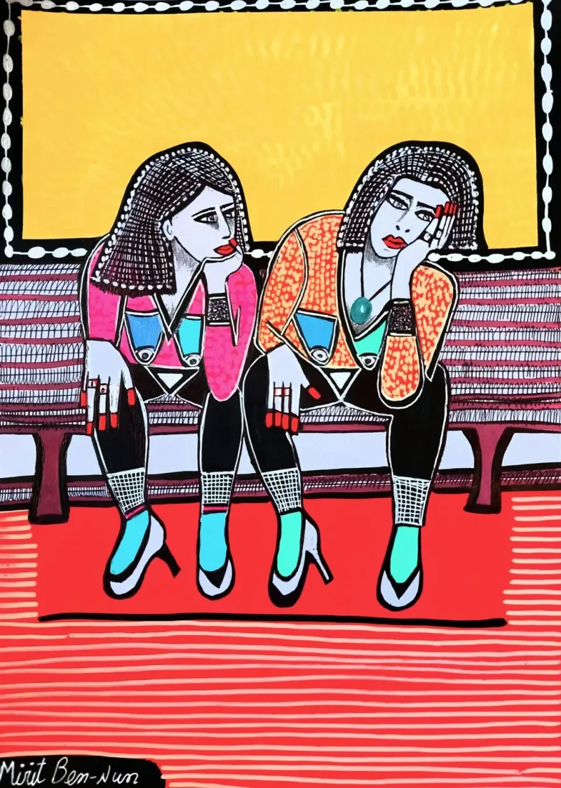 Two girls on a bench