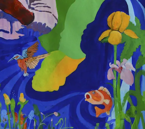The domino players close up of fish-kingfisher-flowers.webp