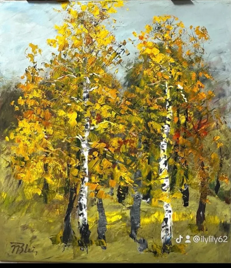 Landscape-–-A-Glowing-Impressionist-Birch-Forest-in-Oil