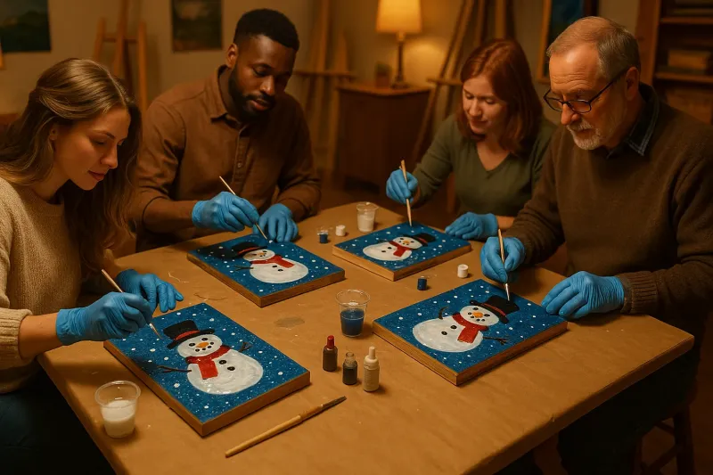 Snowmen-Epoxy-Resin-on-Wooden-Board-Teens-and-Adults-Class