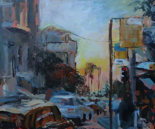 End of the Day in Tel Aviv Painting