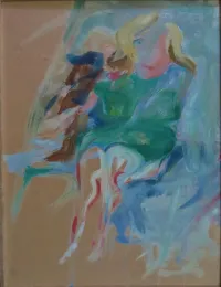 A woman sitting